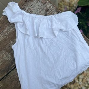 Vintage White One Shoulder Ruffled Tank Top